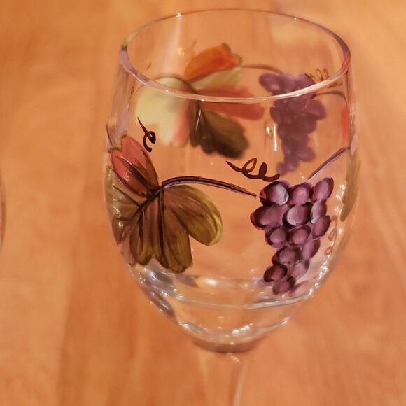 Hand Painted Wine Glasses, set of 2 - Picture 9 of 9